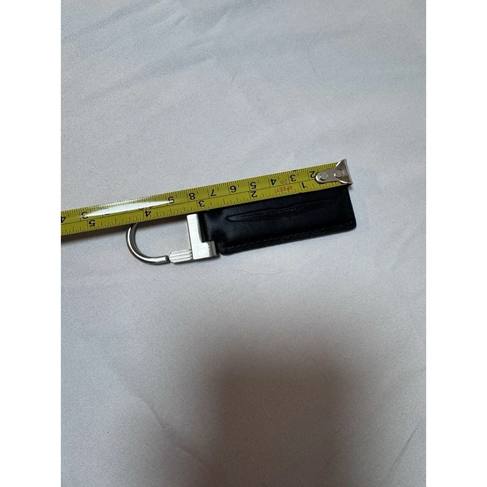 2016 CHRYSLER BLACK Leather Metal Keychain Key Ring Embossed OEM